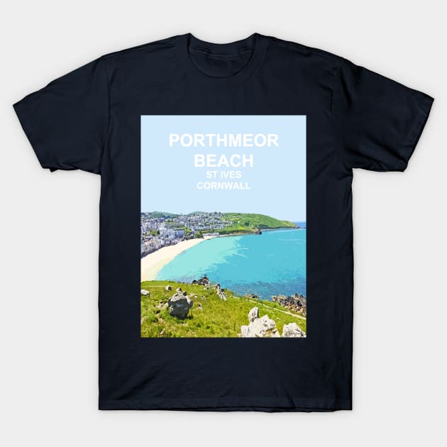 St Ives Porthmeor Cornwall. Cornish gift. Travel poster T-Shirt by BarbaraGlebska